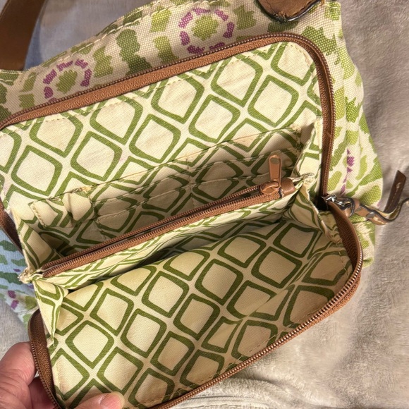 Fossil Green Geometric Margot Canvas Adjustable Crossbody Purse Shoulder Bag - Picture 6 of 11